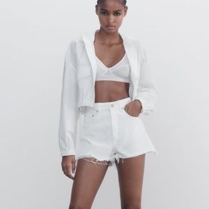 Frayed High Rise Denim Short